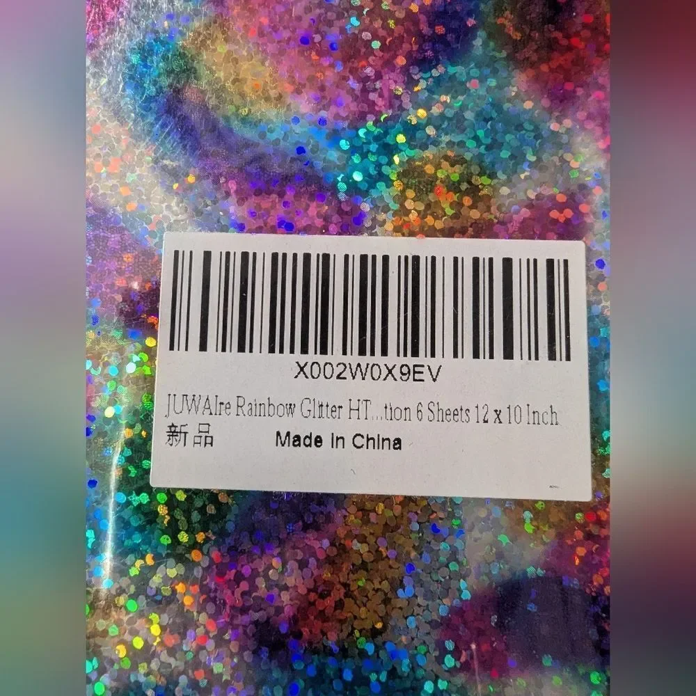 💎2/25 Holographic Rainbow Glitter Heat Transfer Vinyl 12x10 In - 6 Sheets Total